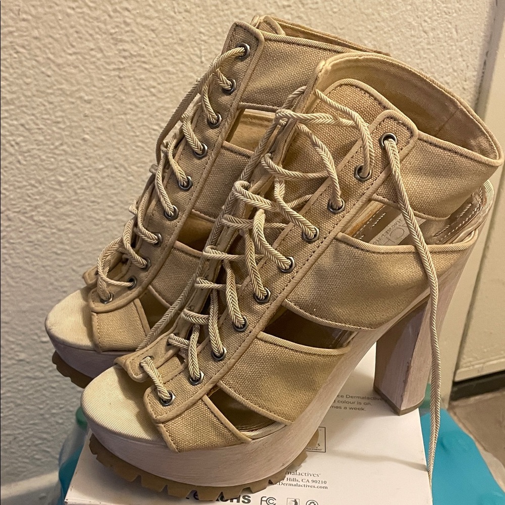 Stylish Cream Platform Heels